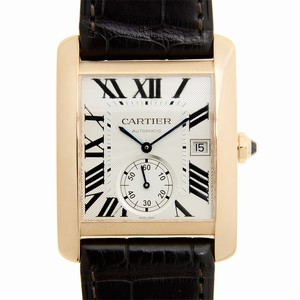 Cartier TANK W5330001 Automatic 18kt Rose Gold Silvery & White
