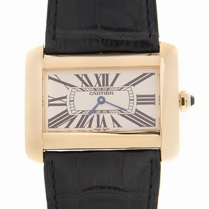 Cartier TANK W6300556 Quartz 18kt Yellow Gold Silvery & White