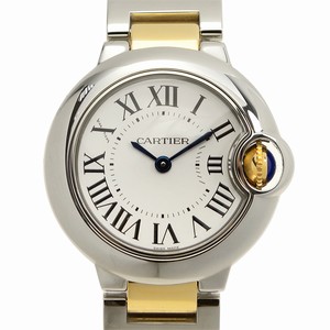 Cartier BALLON BLEU W69007Z3 Quartz Stainless Steel Silvery & White