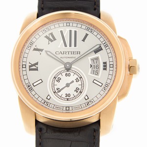 Cartier CALIBRE DE CARTIER W7100009 Automatic 18kt Rose Gold Silvery & White