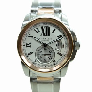 Cartier CALIBRE DE CARTIER W7100036 Automatic 18kt Rose Gold & Steel Silvery & White