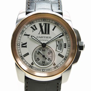 Cartier CALIBRE DE CARTIER W7100039 Automatic 18kt Rose Gold & Steel Silvery & White
