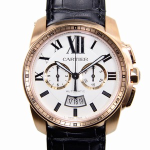 Cartier CALIBRE DE CARTIER W7100044 Automatic 18kt Rose Gold Silvery & White