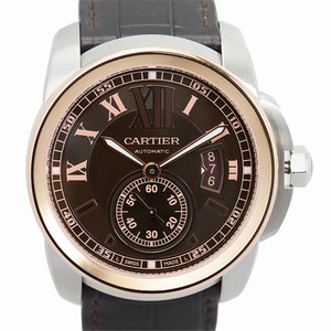 Cartier CALIBRE DE CARTIER W7100051 Automatic 18kt Rose Gold & Steel Brown 