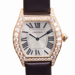 Cartier TORTUE WA507031 Manual Wind 18kt Rose Gold & Diamonds Silvery & White