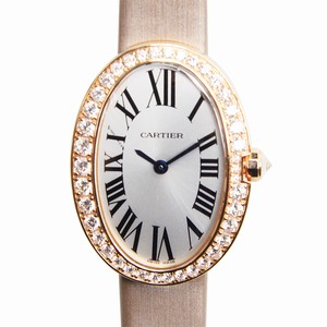 Cartier BAIGNOIRE WB520004 Quartz 18kt Rose Gold & Diamonds Silvery & White