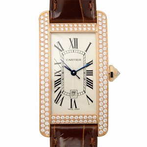 Cartier TANK WB704751 Automatic 18kt Rose Gold & Diamonds Silver