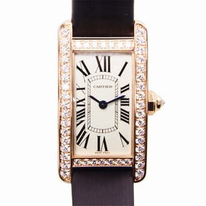 Cartier TANK WB707931 Quartz 18kt Rose Gold & Diamonds Silvery & White