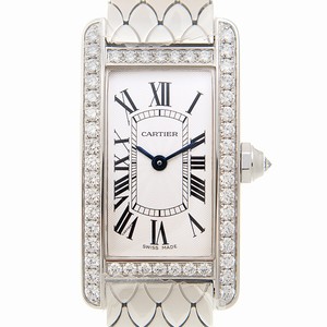 Cartier TANK WB710009 Quartz 18kt White Gold & Diamond Silver
