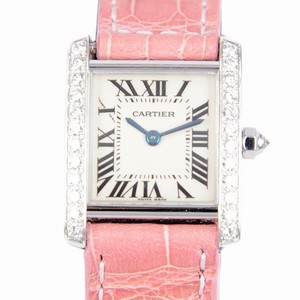 Cartier TANK WE100251 Quartz 18kt White Gold & Diamond White