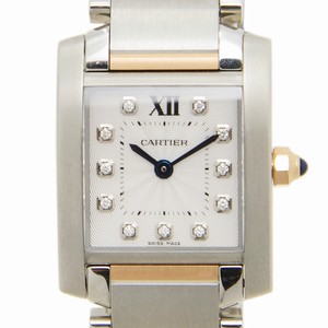 Cartier TANK WE110004 Quartz Stainless Steel Silvery & White