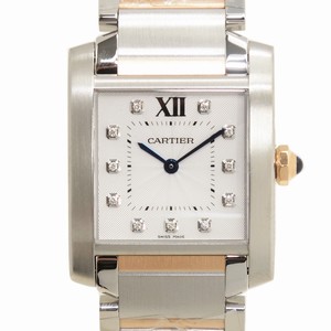 Cartier TANK WE110005 Quartz Stainless Steel Silvery & White