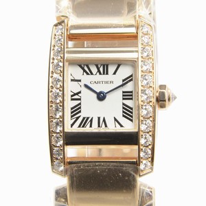 Cartier TANK WE70028H Quartz 18kt Rose Gold & Diamonds Silvery & White