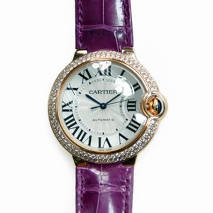 Cartier BALLON BLEU WE900551 Automatic 18kt Rose Gold & Diamonds Silvery & White