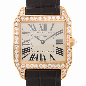 Cartier SANTOS WH100351 Quartz 18kt Rose Gold & Steel Silvery & White