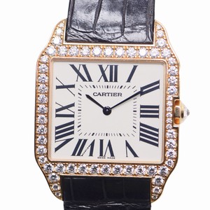 Cartier SANTOS WH100751 Manual Wind 18kt Rose Gold & Diamonds Silvery & White
