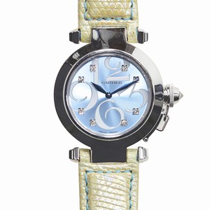 Cartier PASHA DE CARTIER WJ123121 Quartz 18kt White Gold Blue 