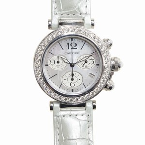 Cartier PASHA DE CARTIER WJ130003 Quartz 18kt White Gold & Diamond White