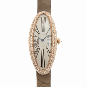 Cartier BAIGNOIRE WJBA0006 Automatic 18kt Rose Gold & Diamonds Silver