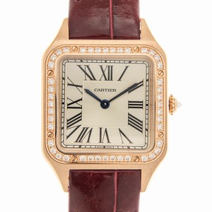Cartier SANTOS WJSA0017  Quartz 18kt Rose Gold & Diamonds Silver