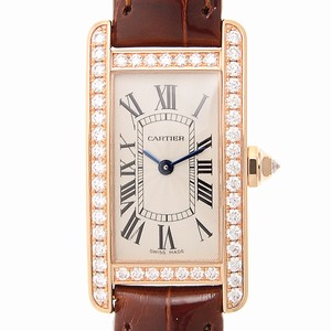 Cartier TANK WJTA0002 Quartz 18kt Rose Gold & Diamonds Silver