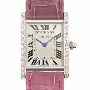 Cartier TANK WJTA0011 Manual Wind 18kt White Gold & Diamond Silver