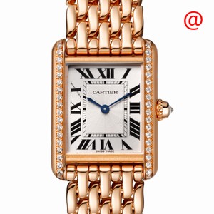 Cartier TANK WJTA0020 Manual Wind 18kt Rose Gold & Diamonds Silver