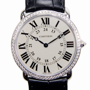 Cartier RONDE LOUIS CARTIER  WR000551 Manual Wind 18kt White Gold & Diamond Silvery & White