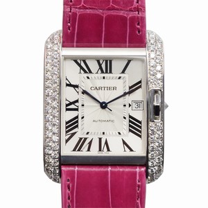 Cartier TANK WT100023 Automatic 18kt White Gold & Diamond Silvery & White