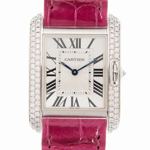Cartier TANK WT100030 Quartz 18kt White Gold & Diamond White