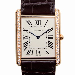 Cartier TANK WT200005 Manual Wind 18kt Rose Gold & Diamonds Silvery & White